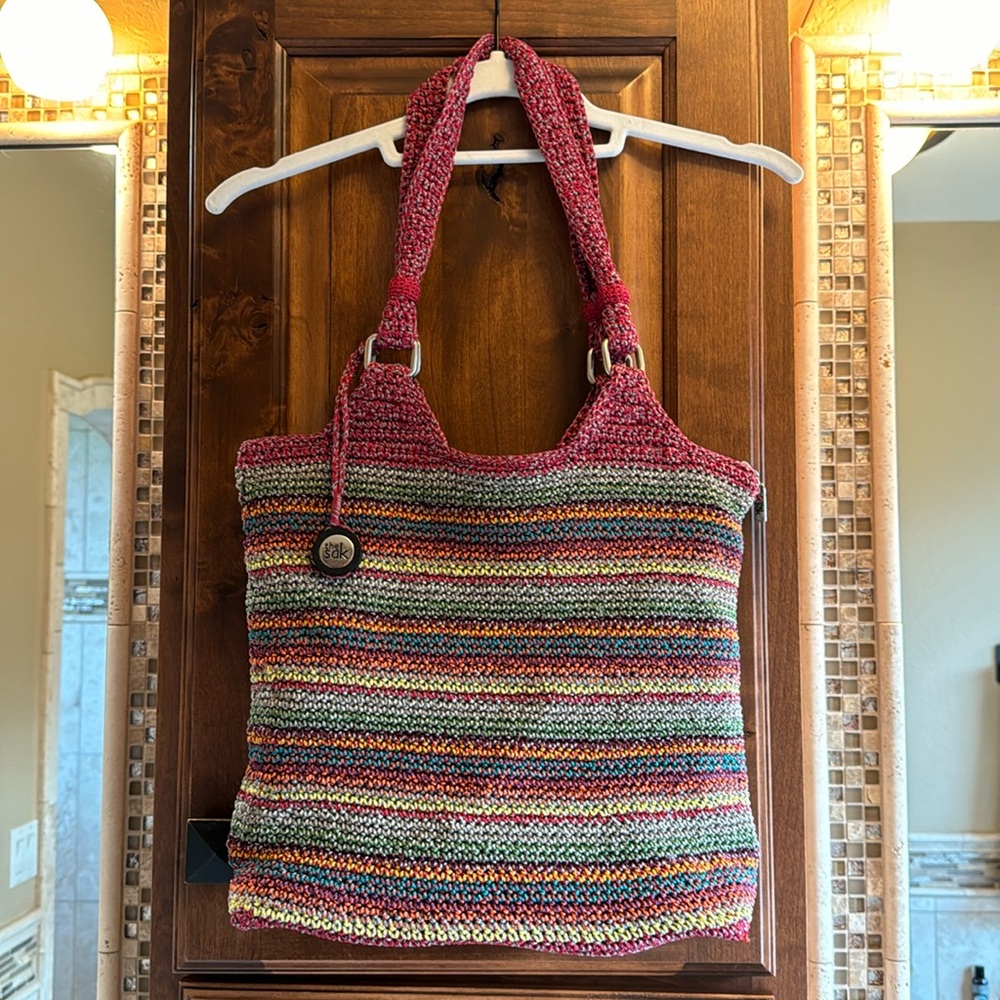 The Sak Belle multicolored woven braided shoulder tote bag